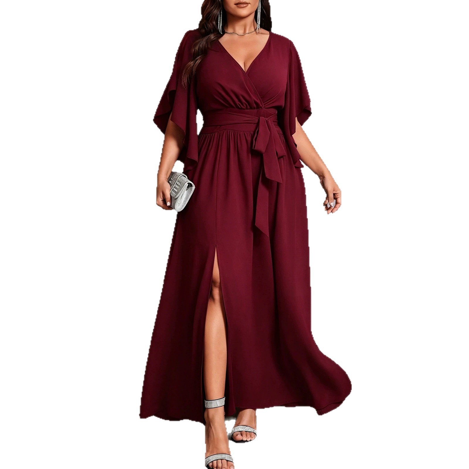 V Neck Short Sleeve Dress Flar - Women Fashion Necktie review and price
